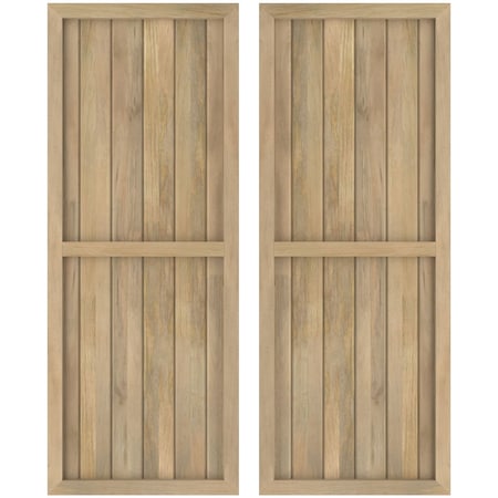 Americraft 6-Board Exterior Wood 2 Equal Panel Framed Board-n-Batten Shutters, ARW101BF621X72UNH